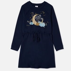 Girls Sweatshirt Sweater Dress Unicorn Moon Glitter Sequin Medium 7 8